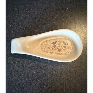 Vintage CottageCore Spoon Rest Blue Birds And Hearts Farm Country Cottage